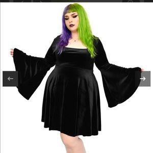 Foxblood Willow Velvet Bell Sleeve dress